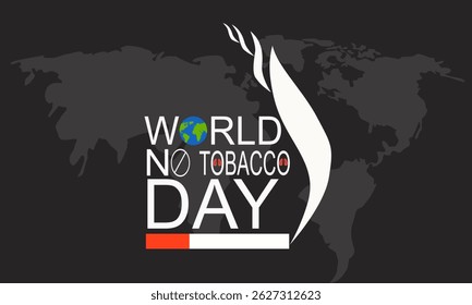 World No Tobacco Day Black Background. No Smoking Campaign, Man refusing cigarette or Quitting smoking habit concept