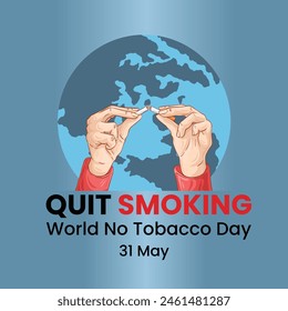 World No Tobacco Day calligraphy background design. World No Smoking Day typographical design elements. May 31st World no tobacco day. No Smoking Day Awareness Idea Campaign. Vector illustration.