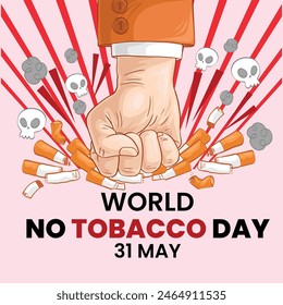 World No Tobacco Day calligraphy background design. World No Smoking Day typographical design elements. May 31st World no tobacco day. No Smoking Day Awareness Idea Campaign. Vector illustration.