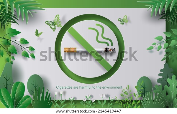 World No Tobacco day, campaign to encourage people to stop smoking because it is bad to the environment. Healthcare wall chart. 