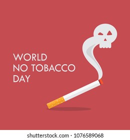 World no tobacco day. Cigarette with a smoke formed skull dead. Stop smoking concept. Vector illustration