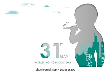 World No Tobacco Day Concept ,31 MAY Stop Smoking no city landscape.vector illustration eps10.