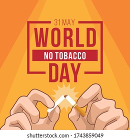 World No Tobacco Day Concept with 
hands breaking a cigarette