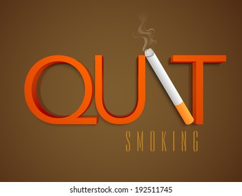 World No Tobacco Day concept with stylish text Quit Smoking and cigarette on brown background. 