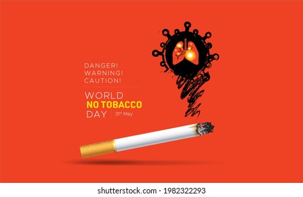 World no tobacco day concept with lung infection and corona virus covid 19 impact