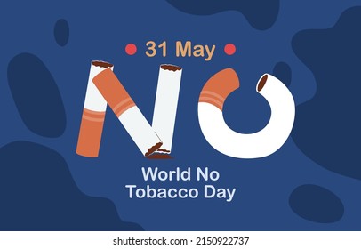 Concepto del Día Mundial Sin Tabaco, Diseño de Tipografía, Vector, Ilustración