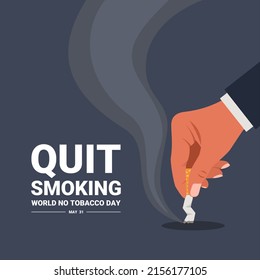 World no tobacco day concept, hand putting out cigarettes, vector illustration.