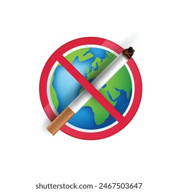 World no tobacco day, a concept for stop smoking. heart bit line and cigarette. dangers of smoking. smoking effect on lung with people around and family. vector design.