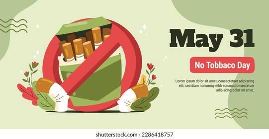 World No Tobacco Day. Creative design idea for poster, banner. vector illustration design. template. May 31. concept of no smoking. Stop smoking poster for awareness campaign. No smoking banner.