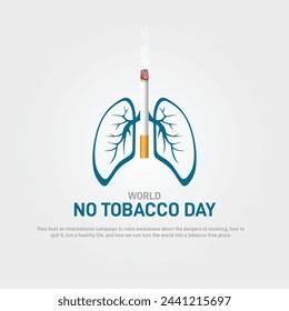 World No Tobacco Day Creative Concept vector illustration. Cigarette and lungs creative concept design for poster, banner, social media post etc. 