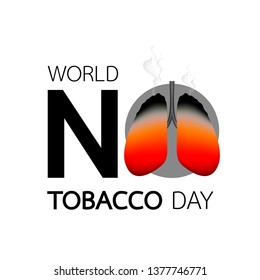 World no tobacco day with damaged lung.  Stop smoking concept. Vector illustration for banner, poster. Isolated on white background