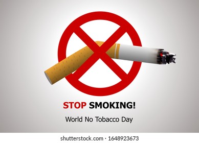 World No Tobacco Day design suitable for warning sign, web background, pasted on your product label., Vector EPS.10