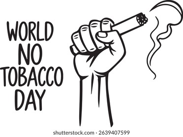 World No Tobacco Day: Graphic with a hand holding a cigarette