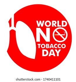 World no tobacco day icon template. circle icon with lung and white text, and no smoking icon. 31 may