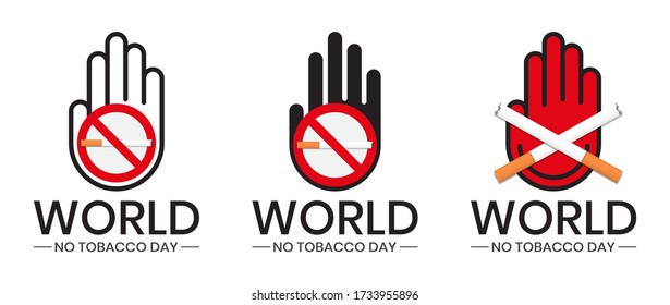 World No Tobacco Day with illustration of hand gesture sign and cigarettes