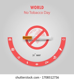 World No Tobacco Day infographic background design.World No Smoking Day typographical design elements.May 31st World no tobacco day.No Smoking Day Awareness Idea Campaign.Vector illustration.
