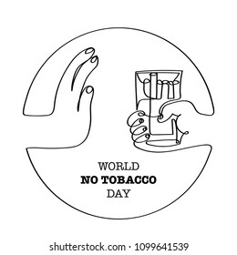 World no tobacco day isolated on white background, for stop smoking concept-Vector One Line Drawing Illustration.