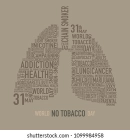 World no tobacco day isolated light brown background  for stop smoking concept  Vector word Cloud Illustration 