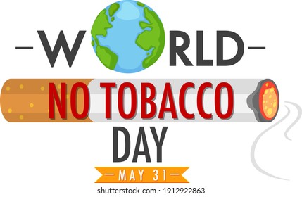 World No Tobacco Day logo with tobacco burning with smoke illustration