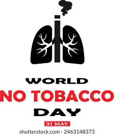 World No Tobacco Day. World Tobacco Day. Lungs creative concept. Design for poster and banner vector illustration. Stop smoking 31st May.