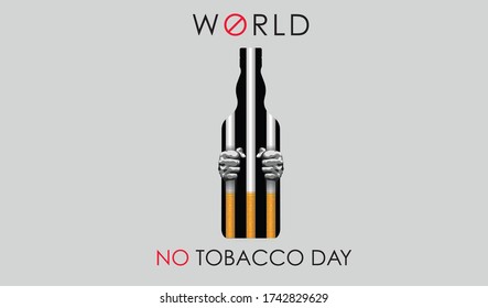 World No Tobacco Day, man in a cigarette cage, World No Tobacco Day. Creative design idea for poster, banner vector art