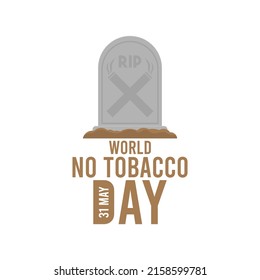 World no tobacco day. May 31. Tombstone on white background.