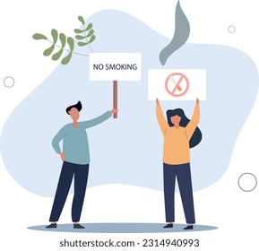 World No Tobacco Day. people protest against bad habit.flat vector illustration.