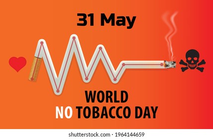 Cartel del Día Mundial Sin el Tabaco, 31 de mayo, dice no al tabaco, peligro para la salud