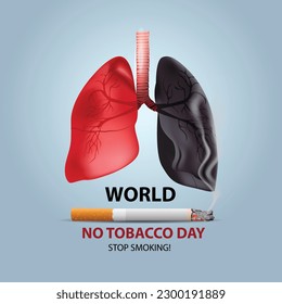 world no tobacco day poster. lungs with cigarette .abstract vector illustration design