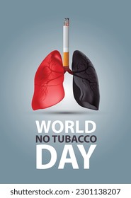 world no tobacco day poster. lungs with cigarette .abstract vector illustration design