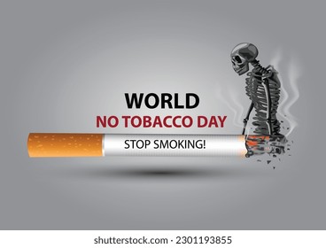 world no tobacco day poster. cigarettes converted skeleton . abstract vector illustration design