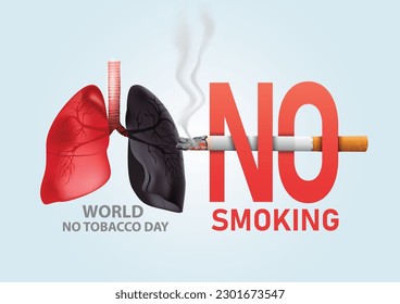 world no tobacco day poster. lungs with cigarette .abstract vector illustration design