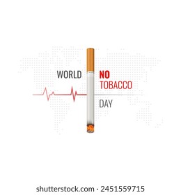 World No Tobacco Day Poster Or Banner With No smoking and Cardiac attack. Cigrette is dangerous to health. Vector Eps 