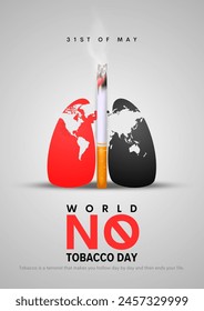 world no tobacco day poster. lungs with cigarette. abstract vector illustration design