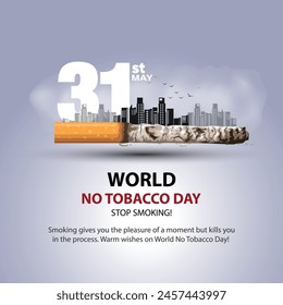 world no tobacco day poster. Consumed cigarettes. abstract vector illustration design