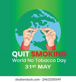 world no tobacco day poster. Consumed cigarettes. abstract vector illustration design. May 31st World No Tobacco Day banner design. Creative design  idea for poster, banner, website. No Smoking Day.