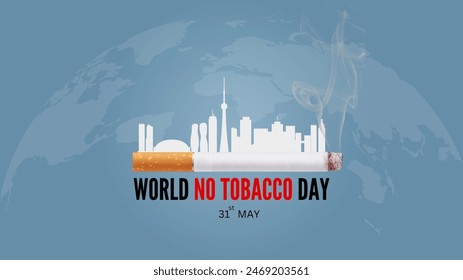 World no tobacco day poster. canada  skyline on Consumed cigarettes. abstract vector illustration design