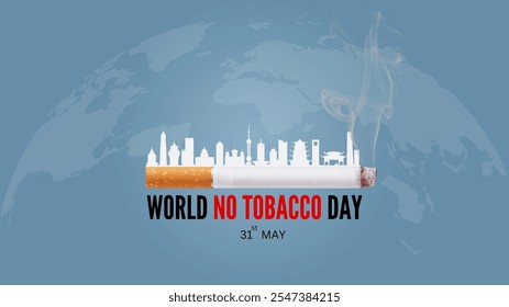 World no tobacco day poster. china skyline on Consumed cigarettes. abstract vector illustration design