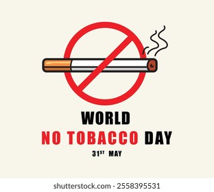 World No Tobacco Day poster concept. Consumed cigarettes, abstract vector illustration design.