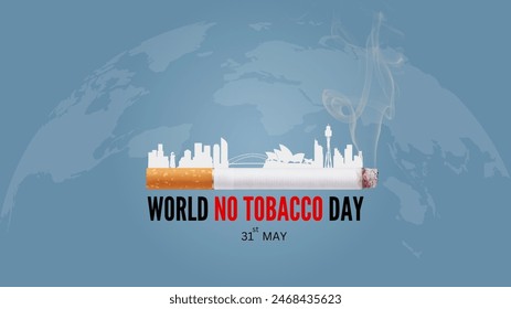 World no tobacco day poster.Australia Sydney skyline on Consumed cigarettes. abstract vector illustration design