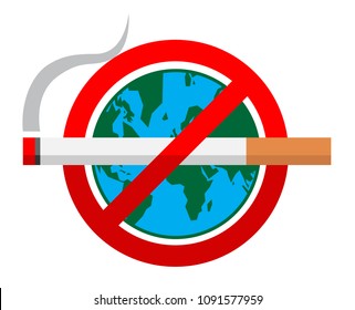 World No Tobacco Day sign, stop smoke symbol