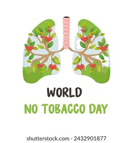 World no tobacco  day, smoker's lungs, postcard, poster. Vector illustration on white background.