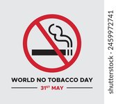 World No Tobacco Day. No Smoking Day Awareness. Poison or cancer of cigarette. Vector. Illustration. Quit Smoking. Lungs cancer. May 31st 