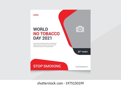 World No Tobacco Day Social Media Post Template Design