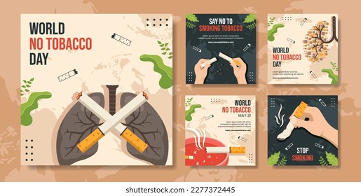 World No Tobacco Day Social Media Post Flat Cartoon Hand Drawn Templates Background Illustration