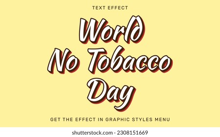 World no tobacco day text effect template