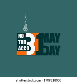 World No Tobacco Day. Typography logo with cigarette. devil smoke vector. Celebrate on May 31. Vector Illustration.