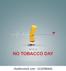 World No Tobacco Day Vector Concept Poster Stop Smoking Template.