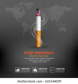 World No Tobacco Day Vector Concept Poster Stop Smoking Template.