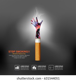 World No Tobacco Day Vector Concept Poster Stop Smoking Template.